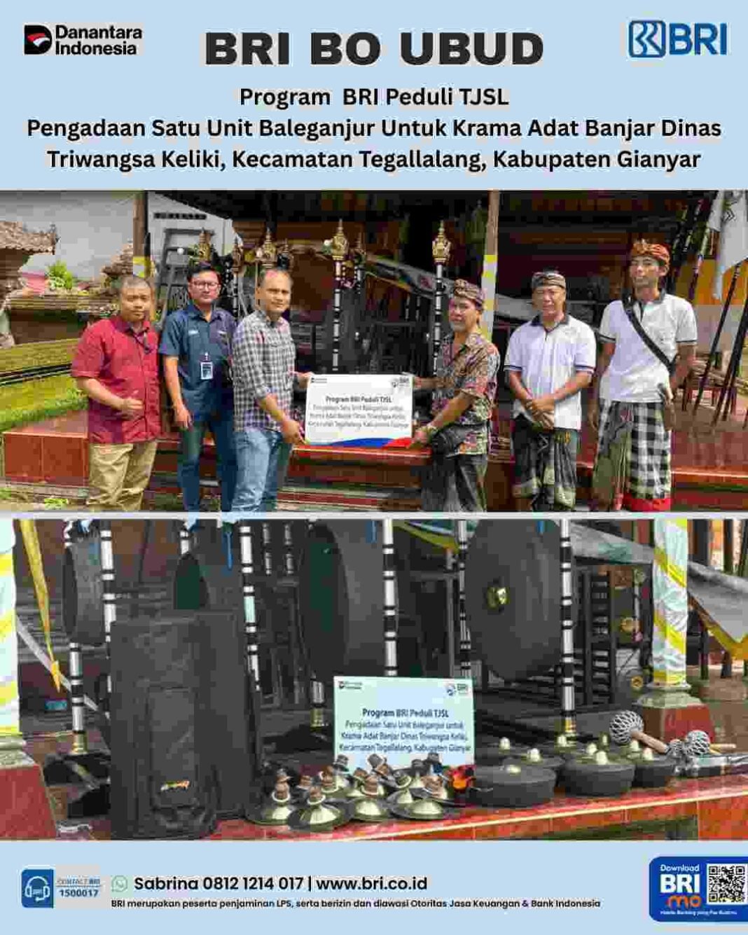BRI Peduli Serahkan Satu Unit Baleganjur Kepada Krama Adat Banjar Dinas Triwangsa Keliki BRI Peduli Serahkan Satu Unit Baleganjur Kepada Krama Adat Banjar Dinas Triwangsa Keliki