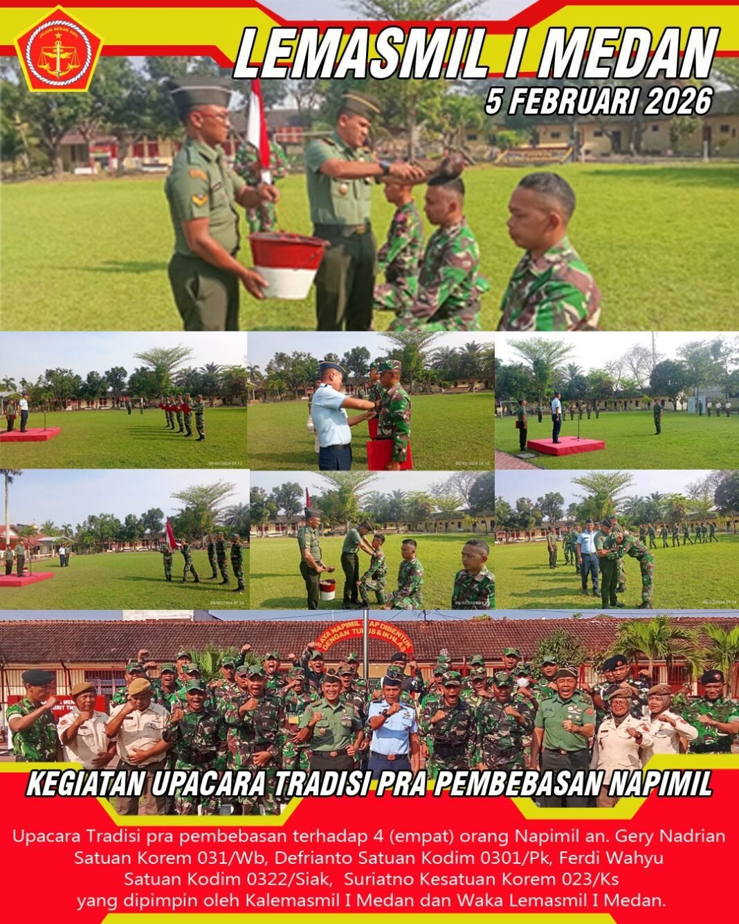 Kalemasmil I Medan Lakukan Kegiatan Upacara Tradisi Pra Pembebasan Napimil Kalemasmil I Medan Lakukan Kegiatan Upacara Tradisi Pra Pembebasan Napimil