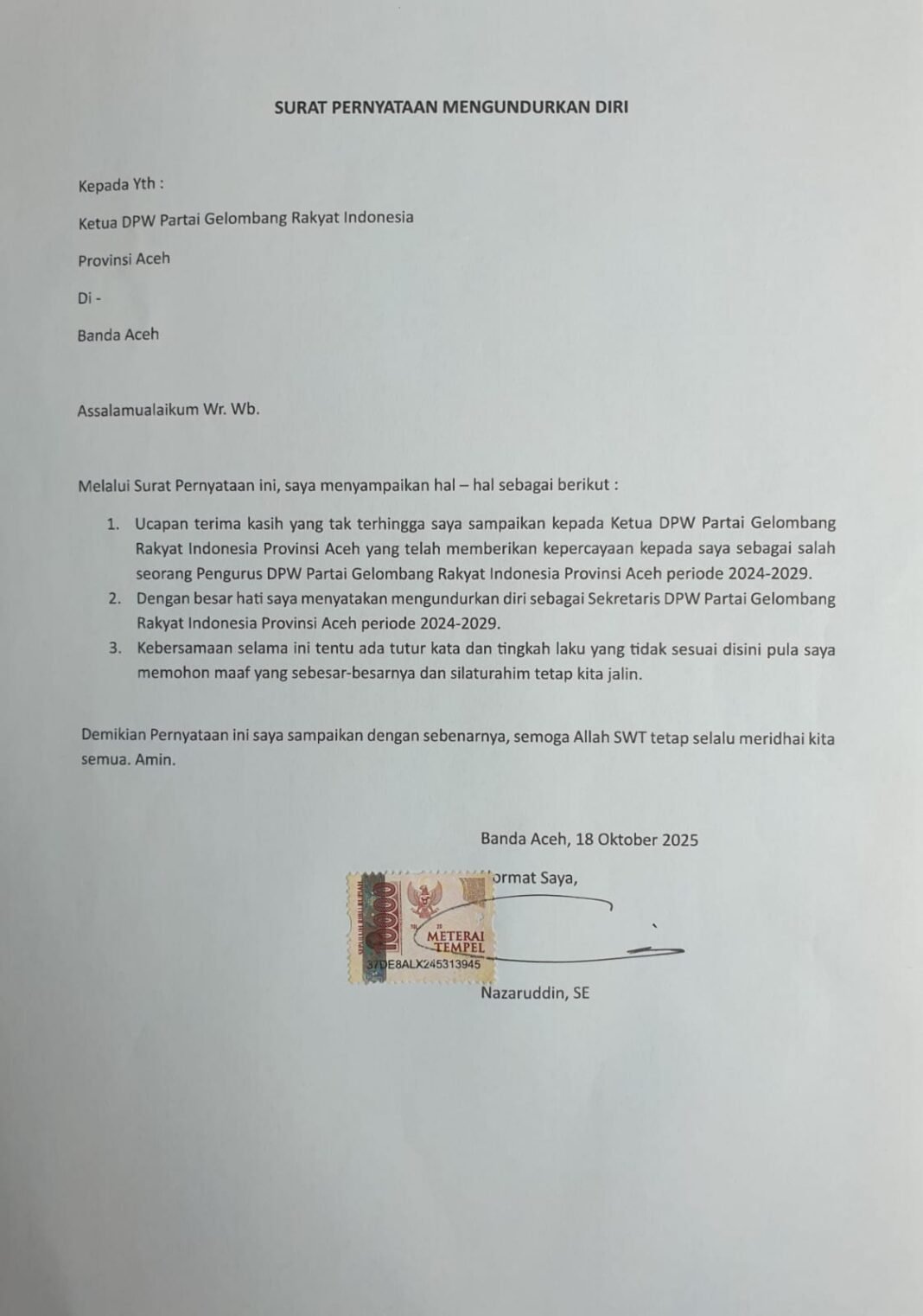 DPW Partai Gelora Indonesia Aceh Resmi Umumkan Pergantian Sekretaris: | Kompas.sbs.-News DPW Partai Gelora Indonesia Aceh Resmi Umumkan Pergantian Sekretaris: | Kompas.sbs.-News