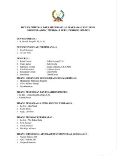 Djunaidi Raupele Bantah Masuk Struktur PWRI Buru 2025–2029: “Saya Bukan Dewan Pembina” Djunaidi Raupele Bantah Masuk Struktur PWRI Buru 2025–2029: “Saya Bukan Dewan Pembina”