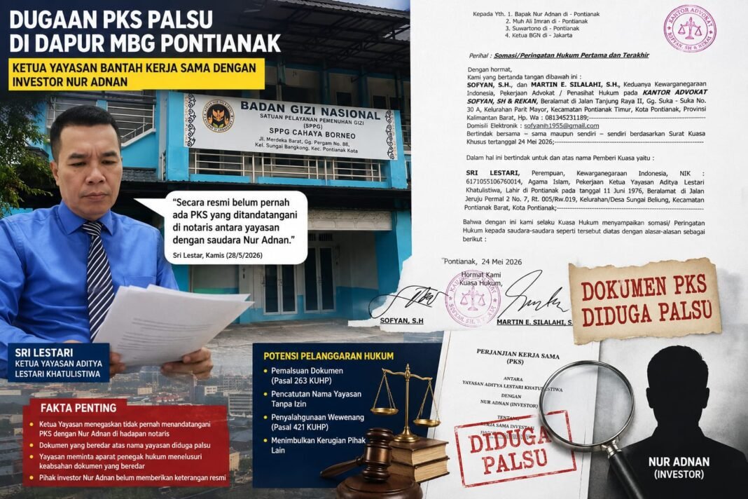 Heboh Dugaan Dokumen Palsu di MBG Pontianak, Yayasan Minta Aparat Turun Tangan! Heboh Dugaan Dokumen Palsu di MBG Pontianak, Yayasan Minta Aparat Turun Tangan!