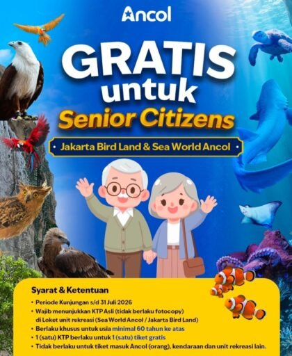 Ancol Hadirkan Kado Istimewa!Lansia Bisa Jelajahi Sea World,Jakarta Bird Land Gratis Sepanjang Juli 2026 Ancol Hadirkan Kado Istimewa!Lansia Bisa Jelajahi Sea World,Jakarta Bird Land Gratis Sepanjang Juli 2026