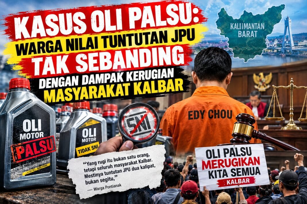 Kasus Oli Palsu: Warga Nilai Tuntutan JPU Tak Sebanding dengan Dampak Kerugian Masyarakat Kalbar Kasus Oli Palsu: Warga Nilai Tuntutan JPU Tak Sebanding dengan Dampak Kerugian Masyarakat Kalbar