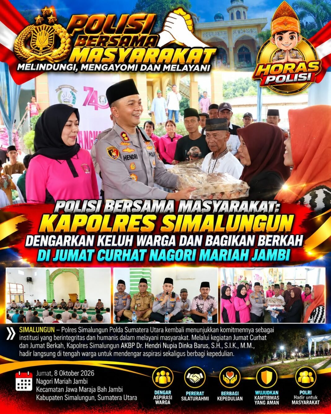 Kapolres Simalungun Dengarkan Keluh Warga di Jumat Berkah Curhat Nagori Mariah Jambi Kapolres Simalungun Dengarkan Keluh Warga di Jumat Berkah Curhat Nagori Mariah Jambi