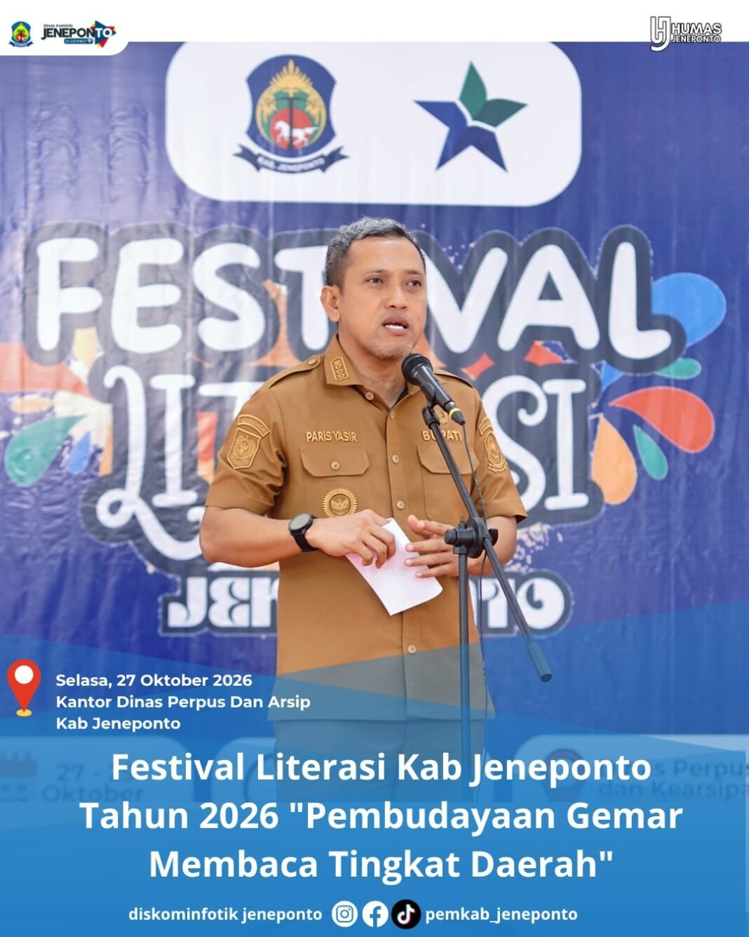 Dorong Budaya Baca dari Keluarga, Bupati Jeneponto Buka Festival Literasi 2026 Dorong Budaya Baca dari Keluarga, Bupati Jeneponto Buka Festival Literasi 2026
